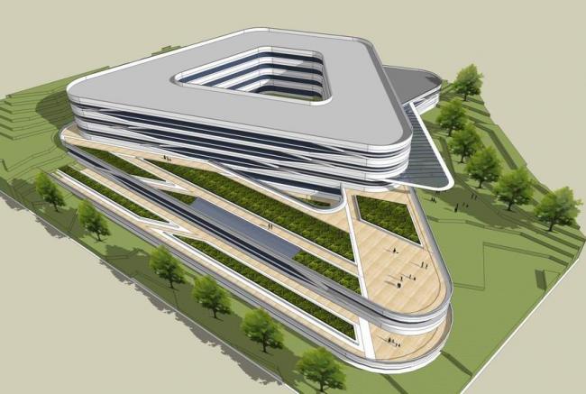 Modern Multi-Story Office Building on a Small Hilltop | SketchUp Model
