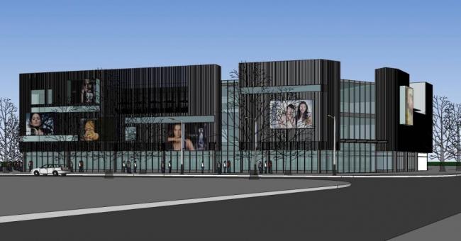 SketchUp Business Model: Modern Multi-Story Shopping Mall Commercial Building