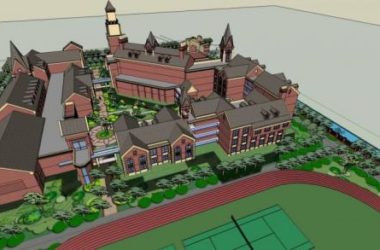British-Style Multi-Story School Model with Classical Design and Sloping Roof in SketchUp-BIM WORLD