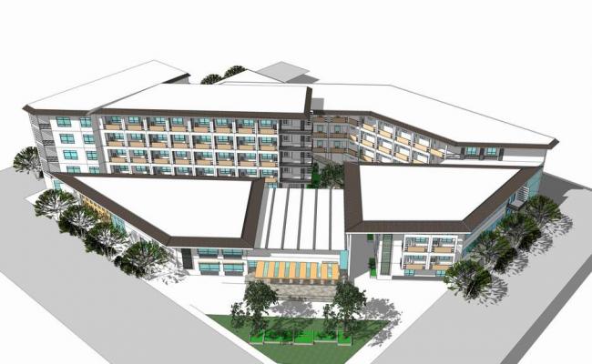 Multi-Story Township Hospital Model in New Chinese Architectural Style | SketchUp Design