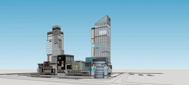 Modern High-Rise Commercial Complex with Hotel, Office, and Podium – Detailed SketchUp Model