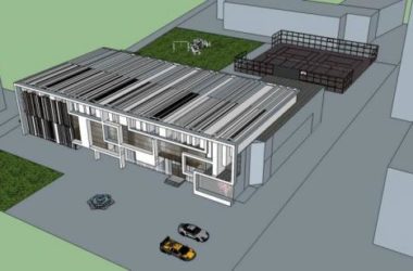 Modern Multi-Story Office Building with Sports Field | SketchUp Office Model-BIM WORLD