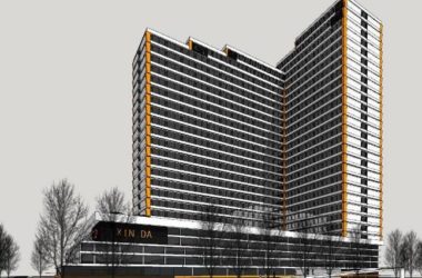 SketchUp Model of a Commercial Complex Featuring High-Rise Office, Hotel, and Multi-Story Podium-BIM WORLD