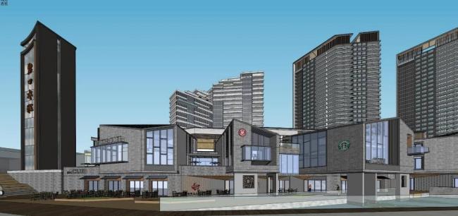 SketchUp Complex Model: Commercial Towers, High-Rise Residences, Hotel Offices, Retail Spaces, and Modern Chinese Design