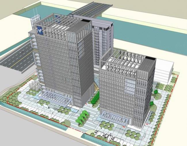 Modern High-Rise Office Building Model in SketchUp