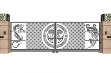SketchUp Material Model: Iron Gate Components with Chinese Style Design-BIM WORLD
