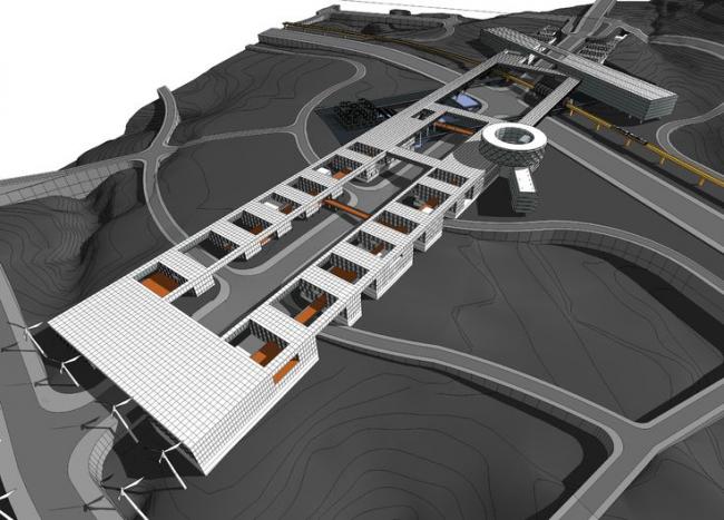 SketchUp Design for Mountain Railway Station: Multi-Story Passenger Hub with Modern Architecture