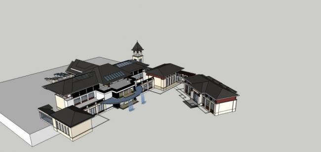 SketchUp Business Model: Multi-Story Southeast Asian Commercial Club Design