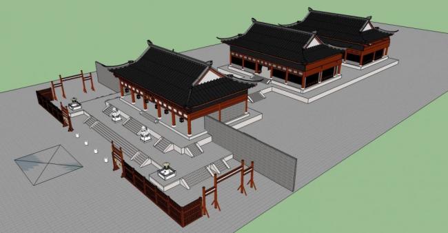 SketchUp Model of Ancient Chinese Architecture: Single-Story Kaifeng Prefecture Design