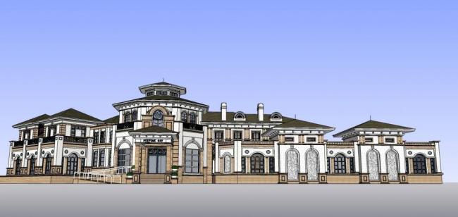 SketchUp Business Model: Multi-Story European Classical Style Commercial Club