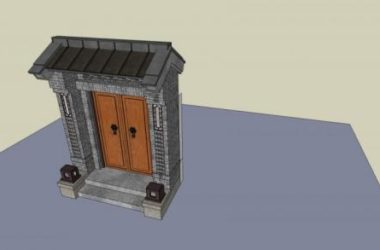 SketchUp Material Model: Chinese-Style Courtyard Gate and Door Header Components-BIM WORLD
