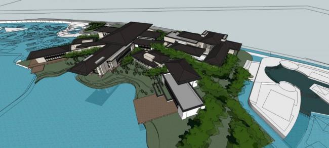 SketchUp Multi-Story Chinese-Style Hotel Model: Xibaipo Hotel