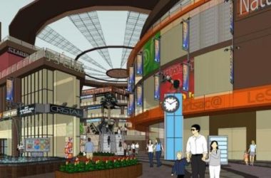 SketchUp Business Model: Modern Multi-Story Commercial Street Scene-BIM WORLD