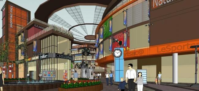 SketchUp Business Model: Modern Multi-Story Commercial Street Scene