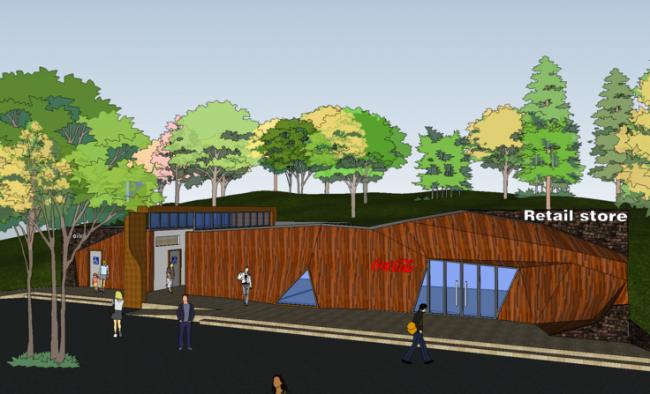SketchUp Business Model: Designing Modern Park Retail Spaces and Public Restrooms