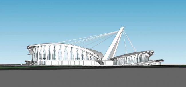 SketchUp Cultural Model: Modern Multi-Story Cinema for Sports and Alien-Inspired Architecture