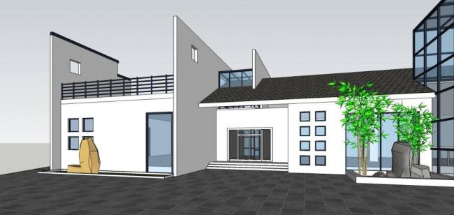 SketchUp Business Model: Multi-Story Commercial Club in Modern Chinese Style