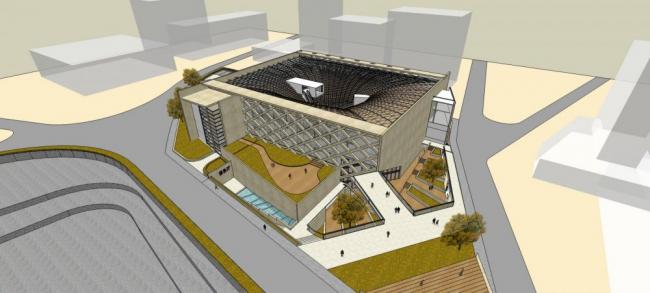 Modern Multi-Story Library in SketchUp: Alien-Inspired Cultural Architecture