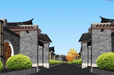 SketchUp Business Model: Chinese Courtyard, Antique Architecture, and Multi-Story Commercial Street-BIM WORLD