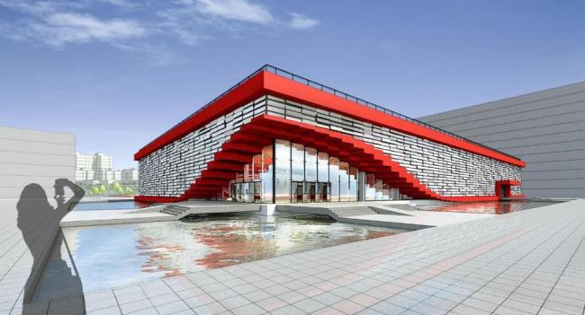 Modern Multi-Story Sports Arena Model in SketchUp