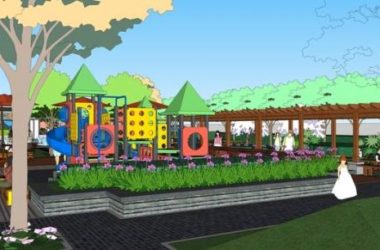 SketchUp Landscape Model: Residential Community with Water Features, Pathways, Pavilions, Fountains, and Play Areas-BIM WORLD