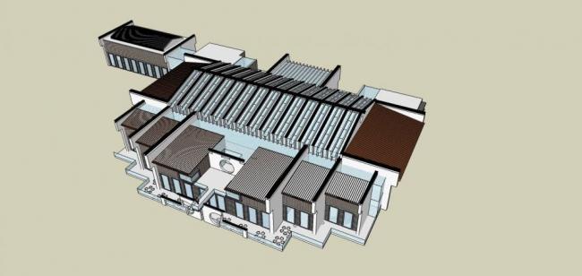 SketchUp Business Model: Multi-Story Commercial Club in Contemporary Chinese Style