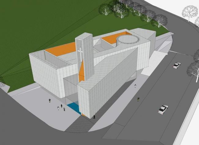 SketchUp Cultural Model: Modern Multi-Story Church and Chapel Architecture