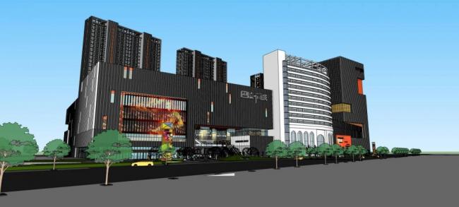 Baling Shangcheng Commercial Complex: Modern High-Rise Hotel, Office Tower, and Multi-Story Retail Space in SketchUp