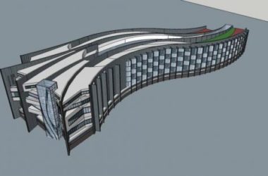 Modern Multi-Story Curved Hotel Model in SketchUp-BIM WORLD