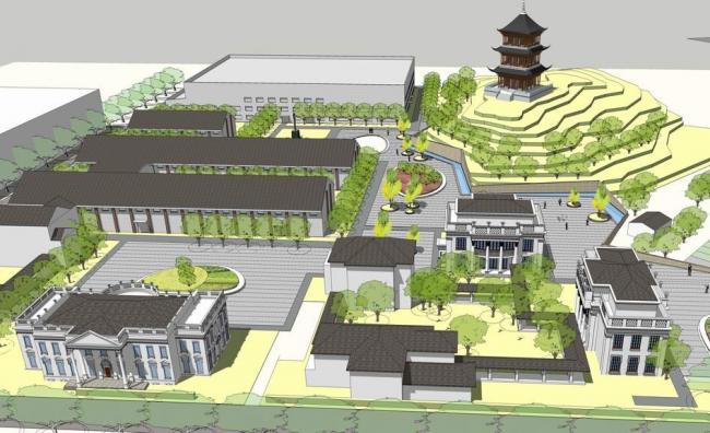 SketchUp Business Model: Multi-Story Clubhouse, Residential Villas, Commercial Buildings in French Classical Style