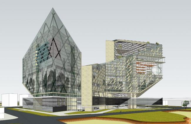 SketchUp Model: Modern Alien-Inspired High-Rise Office Building