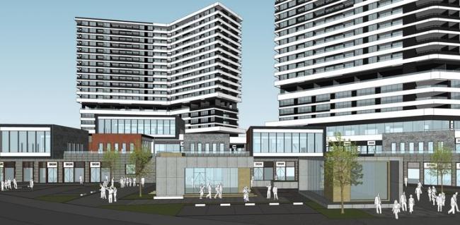 SketchUp Model of a Modern Commercial Complex with High-Rise Residential, Office Spaces, and Ground-Floor Retail