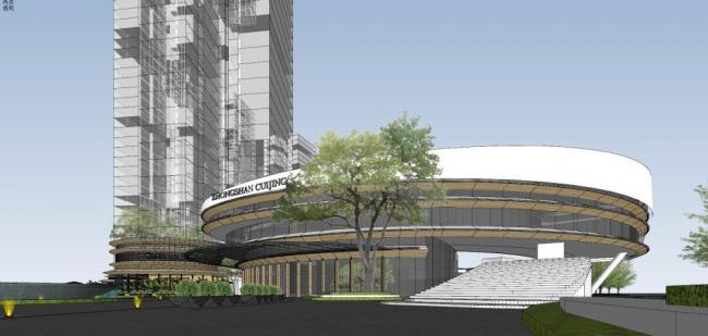 SketchUp Complex Model: Multi-Story High-Rise Mixed-Use Commercial and Office Building in Modern Style