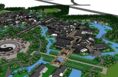 SketchUp Business Model: Multi-Story Chinese-Style Commercial Street with Landscape-BIM WORLD
