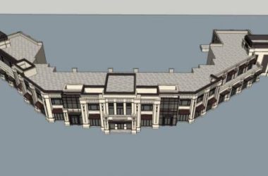 SketchUp Business Model: Multi-Story Commercial Podium in Neoclassical Style-BIM WORLD
