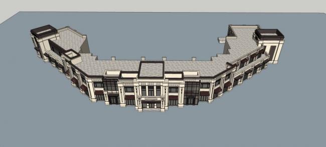 SketchUp Business Model: Multi-Story Commercial Podium in Neoclassical Style