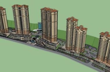 SketchUp Model of a Classical European-Style High-Rise Residential Building with Ground Floor Commercial Space in Kowloon Bay-BIM WORLD