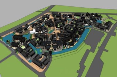SketchUp Model of a Multi-Story Chinese-Style Resort Hotel-BIM WORLD