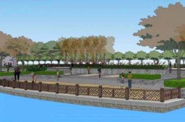 SketchUp Landscape Model: Large-Scale Riverside Park with Bridge and Chinese-Style Urban Design-BIM WORLD