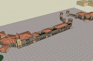 SketchUp Business Model: Multi-Story Commercial Street in Spanish and Classical Styles-BIM WORLD
