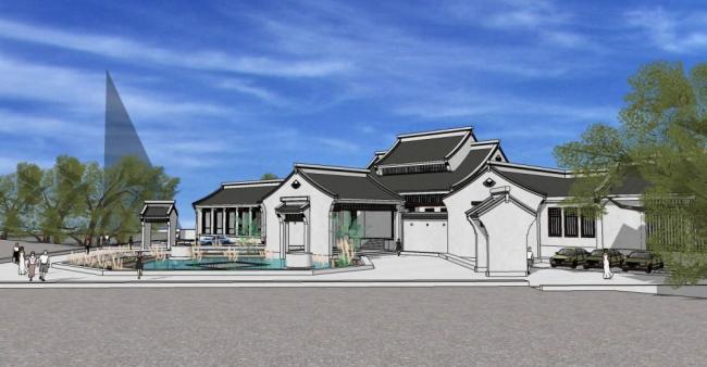 SketchUp Multi-Story Hotel Model Featuring Traditional Chinese Architecture