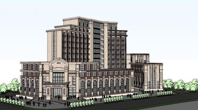 SketchUp Business Model: European Classical High-Rise Guild Hall Commercial Building