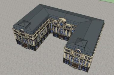 SketchUp Multi-Story European Classical Hotel Model with Clustered Buildings-BIM WORLD