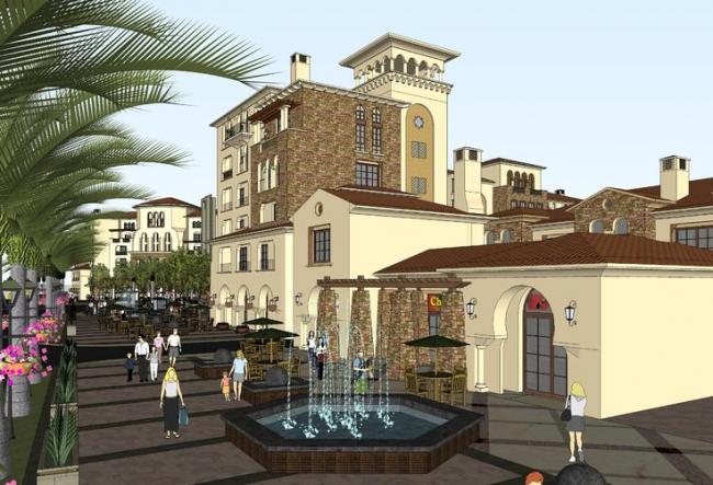SketchUp Business Model: Multi-Story Tuscan-Style Streetfront Commercial Building