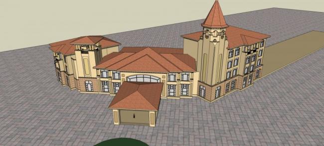 SketchUp Business Model: Multi-Story Commercial Club in Spanish Classical Style