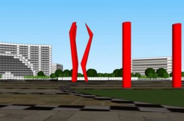 Modern Urban Landscape Design: Square Layout for Hotel Office Entrance in SketchUp-BIM WORLD