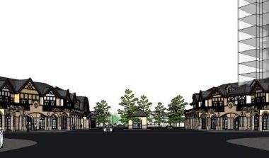 SketchUp Business Model: Multi-Story Small Town Commercial Clubhouse in British Classical Style-BIM WORLD