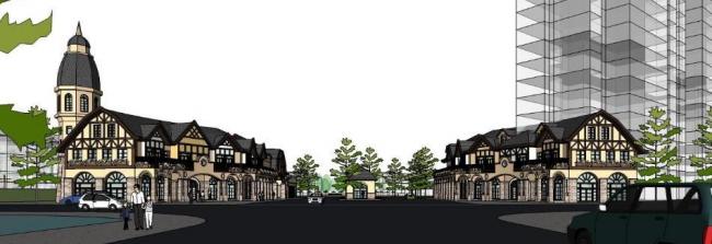 SketchUp Business Model: Multi-Story Small Town Commercial Clubhouse in British Classical Style