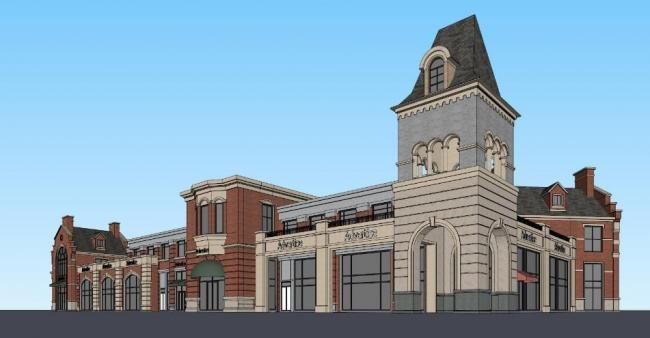 SketchUp Business Model: Multi-Story British Classical Commercial Building