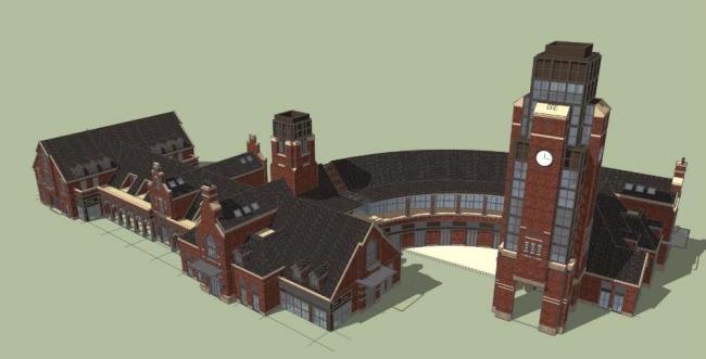 SketchUp Business Model: Multi-Story British Classical Club Entrance Design
